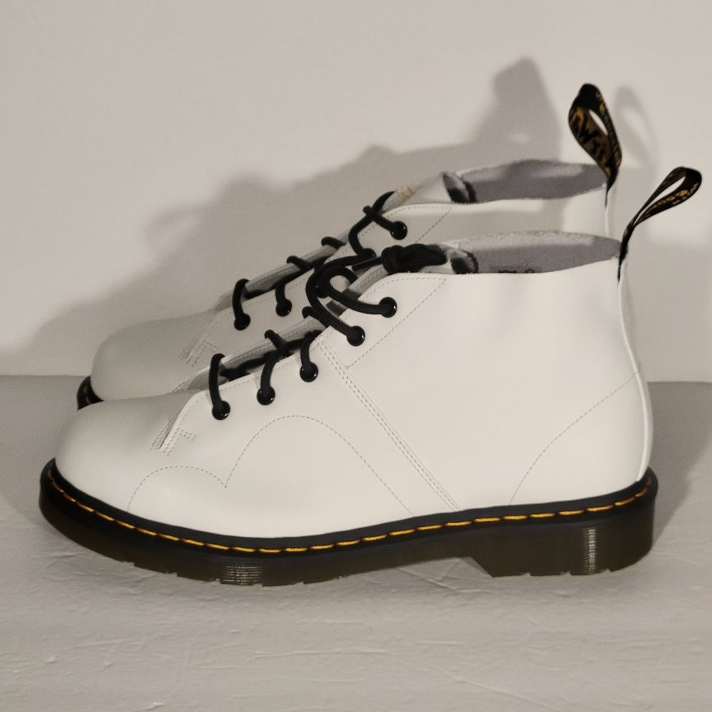Dr. Martens CHURCH Lace Up Leather Monkey Boots WHITE Size Men's 11 / Women's 12